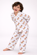 Boy wearing Anaario Rainbow Zebra Night Suit