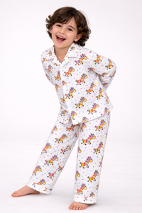 Boy wearing Anaario Rainbow Zebra Night Suit