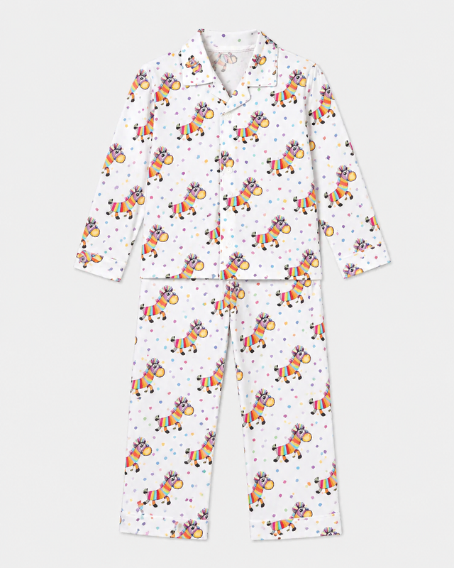 Boy wearing Anaario Rainbow Zebra Night Suit