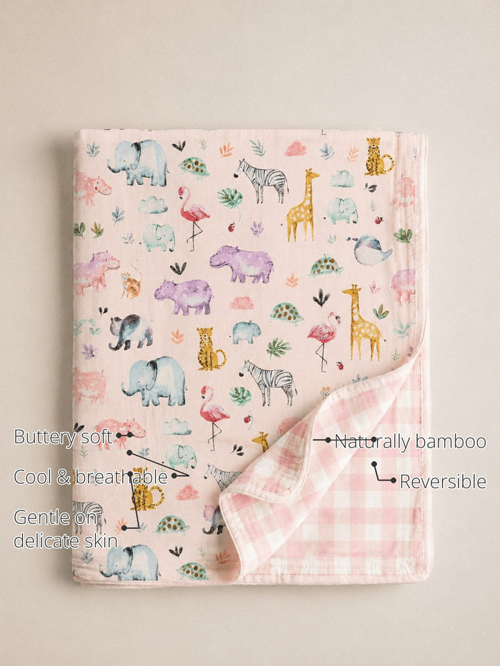 Hippopotamus Bamboo Baby Quilt features