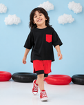 Boy wearing Anaario Red Bolt Pocket Co-ord Set