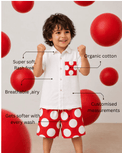Boy wearing Anaario Red Pop Pocket Shirt Set