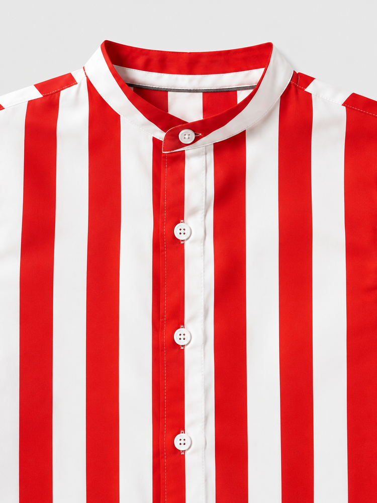 Boy wearing Anaario Red Stripe Shirt Set