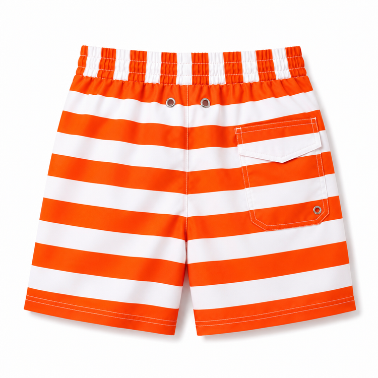 Boy wearing Anaario Red Stripe Shirt, red and white striped shirt, shown styled with matching shorts