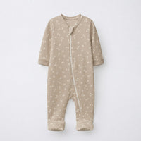 Rhino & Whale bamboo cotton baby sleepsuit — two-way zip romper onesie