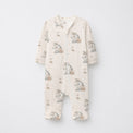 Rhino & Whale bamboo cotton baby sleepsuit — two-way zip romper onesie