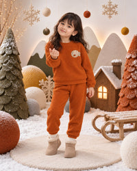 Rust Fish Fleece Set on child by Anaario – winter fleecewear