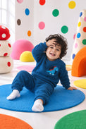 Cobalt Blue Dino Fleece Set on child by Anaario – winter fleecewear