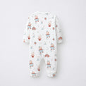 Sailboat & Friends bamboo cotton baby sleepsuit — zip romper onesie detail