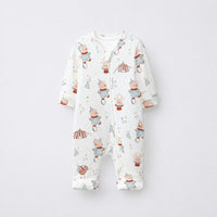Sailboat & Friends bamboo cotton baby sleepsuit — full-sleeve baby sleepsuit, zip onesie