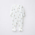 Sailboat & Friends bamboo cotton baby sleepsuit — footed zip-front sleepsuit, onesie romper
