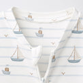 Sailboat & Friends bamboo cotton baby sleepsuit — zip romper onesie detail