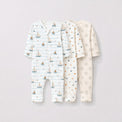 Sailboat & Friends bamboo baby sleepsuit combo — coordinating full-sleeve two-way zip romper onesies