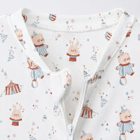 Sailboat & Friends bamboo cotton baby sleepsuit — bamboo cotton onesie romper flatlay