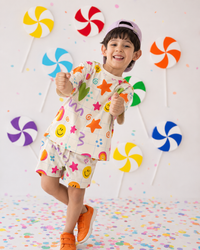 Boy wearing Anaario Scribble Pop Co-ord Set