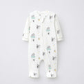 Sea-Green Animals bamboo cotton baby sleepsuit — full-sleeve baby sleepsuit, zip onesie