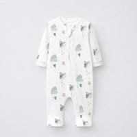 Sea-Green Animals bamboo cotton baby sleepsuit — full-sleeve baby sleepsuit, zip onesie
