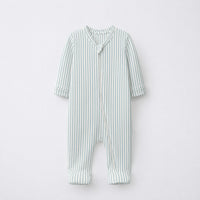 Sea-Green Animals bamboo cotton baby sleepsuit — two-way zip romper onesie