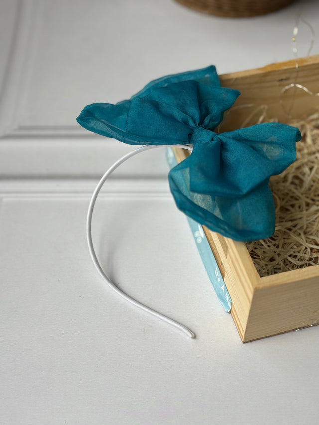 Anaario Sea Green Sheer Organza Bow Hairband, hair band for kids