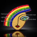 Rainbow Face Brooch features