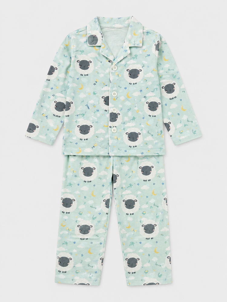 Boy wearing Anaario Sheep and Night Sky Night Suit