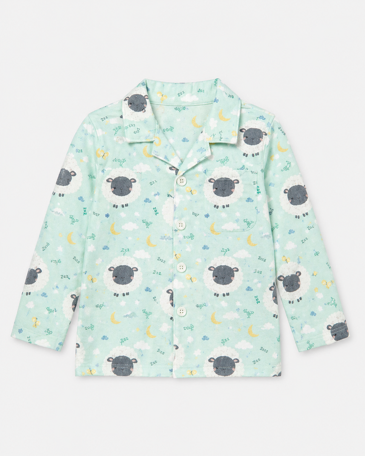 Boy wearing Anaario Sheep and Night Sky Night Suit
