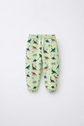 Green Dinosaur Hooded Jogger Set flat lay by Anaario