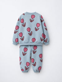 Teal Flowers Jogger Set flat lay by Anaario