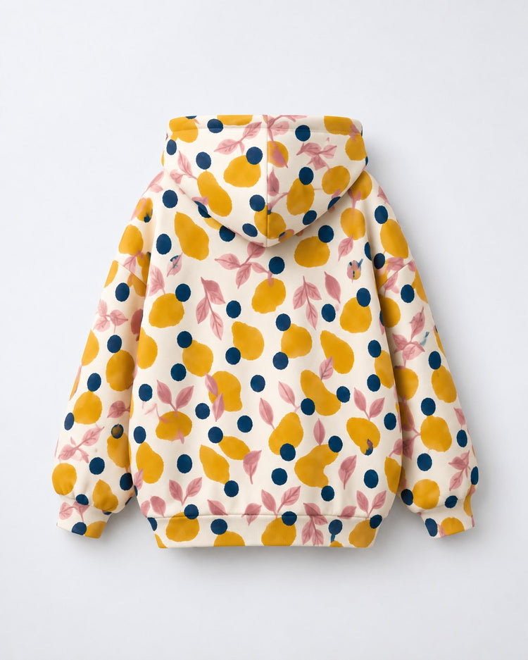 Mustard Lemons Hooded Barrel Pant Set flat lay by Anaario