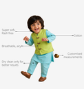 Anaario Sky Blue Dragonfly-Motif Boys' Waistcoat Set (Lime Waistcoat) key features