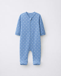 Sleeping Teddy bamboo cotton baby sleepsuit — two-way zip romper onesie