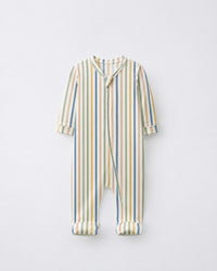 Sleeping Teddy bamboo cotton baby sleepsuit — footed zip-front sleepsuit, onesie romper