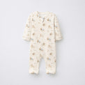 Sleeping Teddy bamboo cotton baby sleepsuit — bamboo cotton onesie romper flatlay
