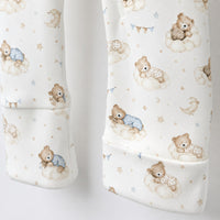 Sleeping Teddy bamboo cotton baby sleepsuit — full-sleeve baby sleepsuit, zip onesie