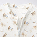Sleeping Teddy bamboo cotton baby sleepsuit — two-way zip romper onesie