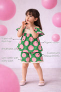 The Garden Party Polka Girls' Shorts Set features