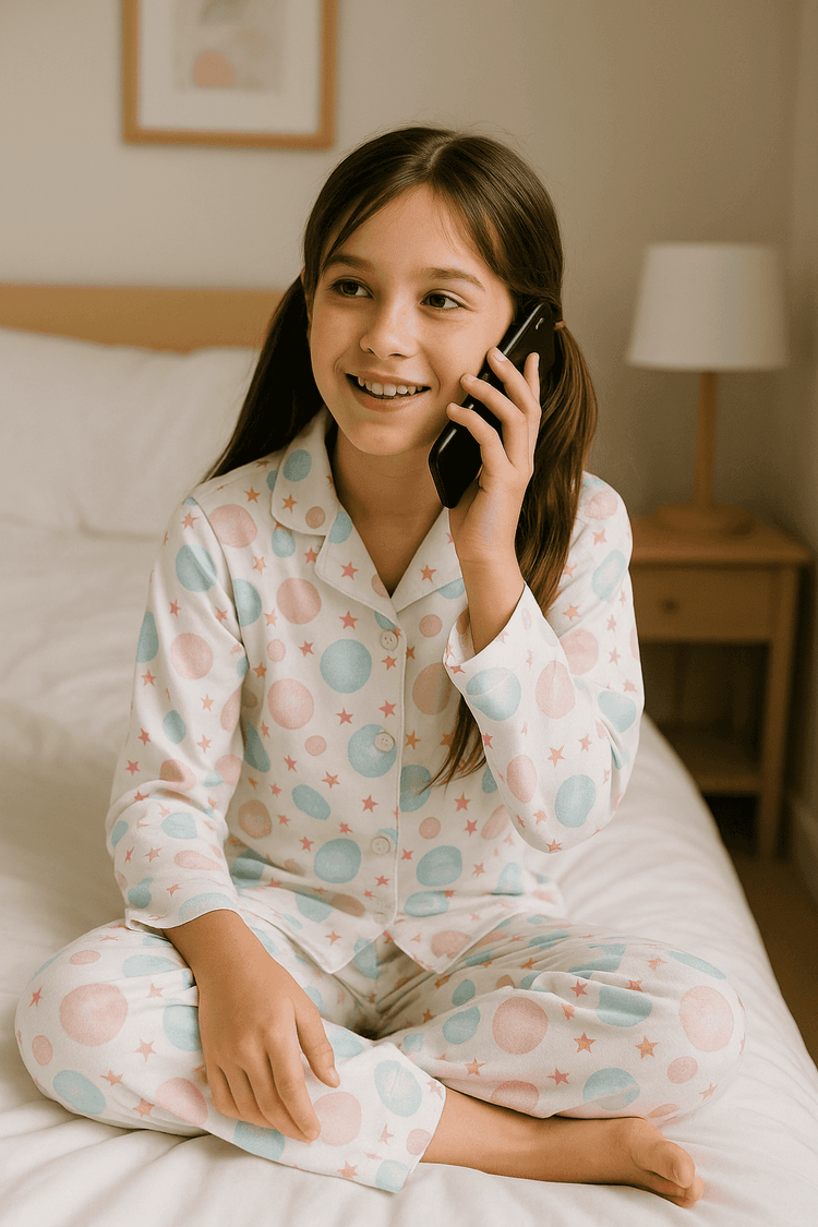 Girl wearing Anaario Starry Dots Pajama Set