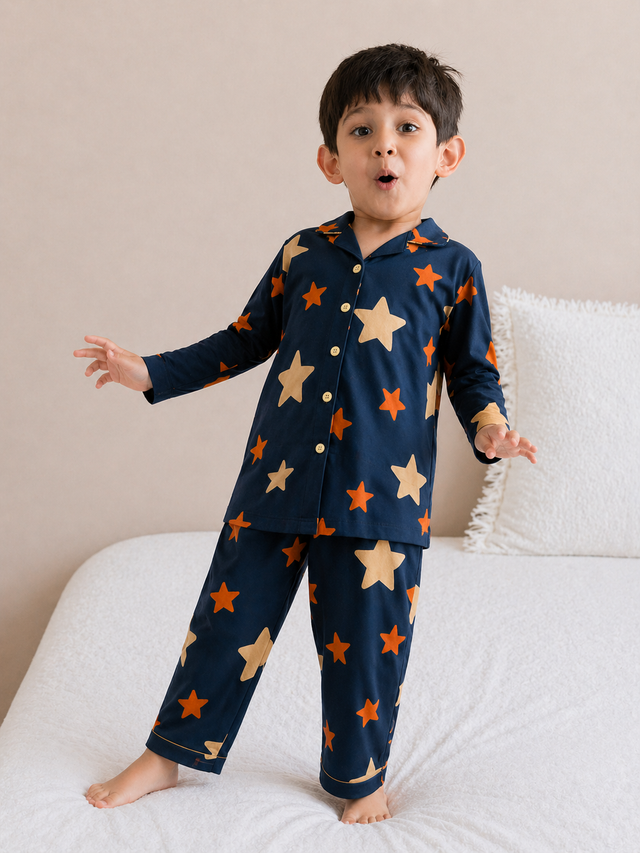 Boy wearing Anaario Starry Night Suit