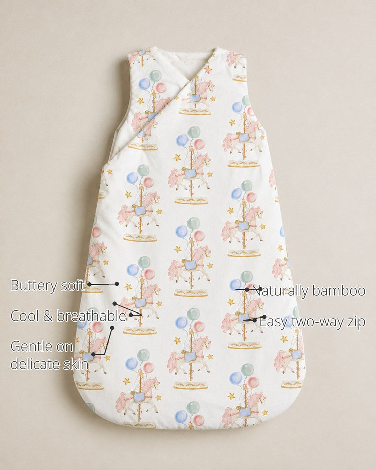 Carousel Bamboo Baby Sleeping Bag features