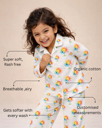 Girl wearing Anaario Sunny Daisies Night Suit