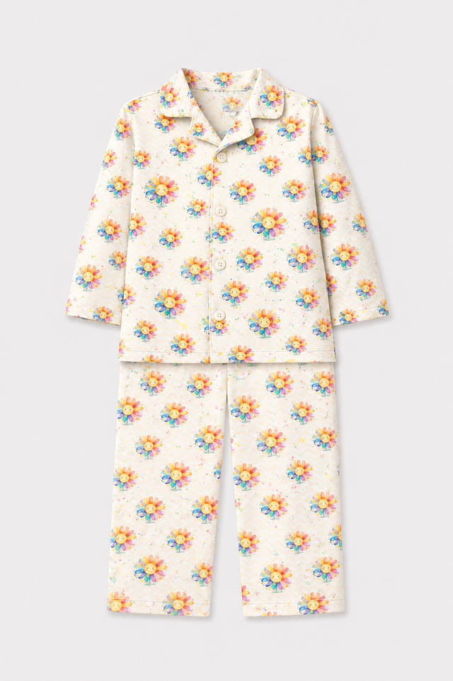 Girl wearing Anaario Sunny Daisies Night Suit