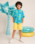 Boy wearing Anaario Sunny Parrot Magic Shorts Co-ord Set