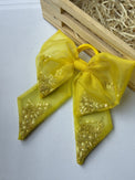 Anaario Sunshine Beaded Bow Hair Tie, yellow beaded bow hair tie for kids