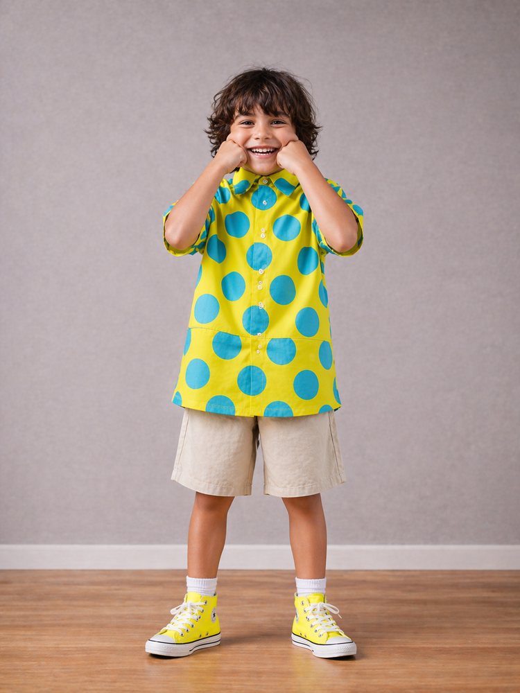 Boy wearing Anaario Sunshine Dot Oversized Shirt