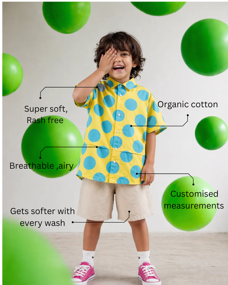 Boy wearing Anaario Sunshine Dot Oversized Shirt
