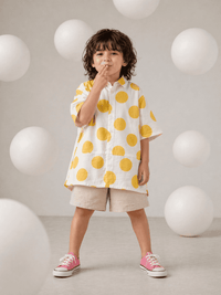 Boy wearing Anaario Sunshine Dot Shirt Set
