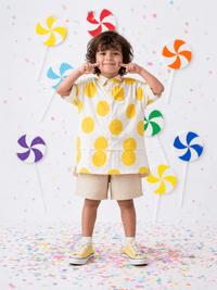 Boy wearing Anaario Sunshine Dot Shirt Set