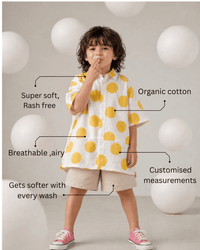 Boy wearing Anaario Sunshine Dot Shirt Set