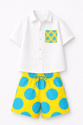 Boy wearing Anaario Sunshine Pop Pocket Shirt Set