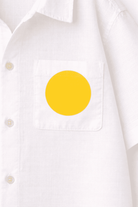 Boy wearing Anaario Sunwave Pocket Shirt Set, white pocket shirt with matching yellow wavy-striped shorts